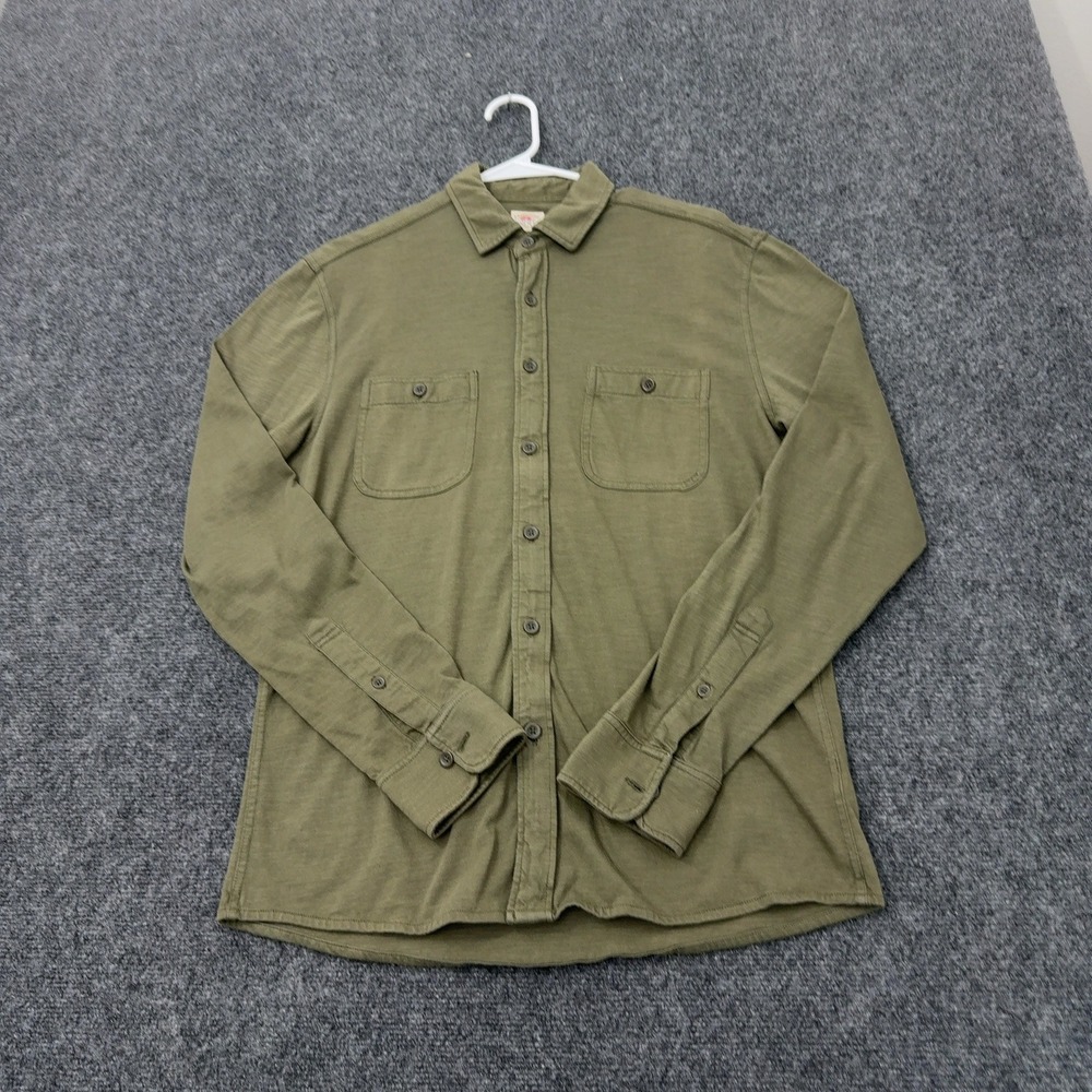 Faherty Brand Shirt Mens M Green Organic Cotton Long Sleeve Button Down Casual
